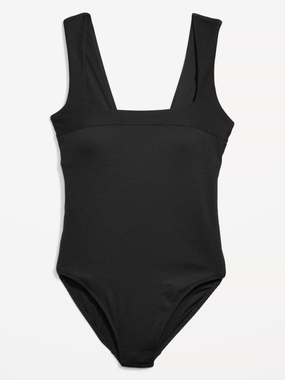 Old Navy Black Ribbed Square-Neck One-Piece Swimsuit